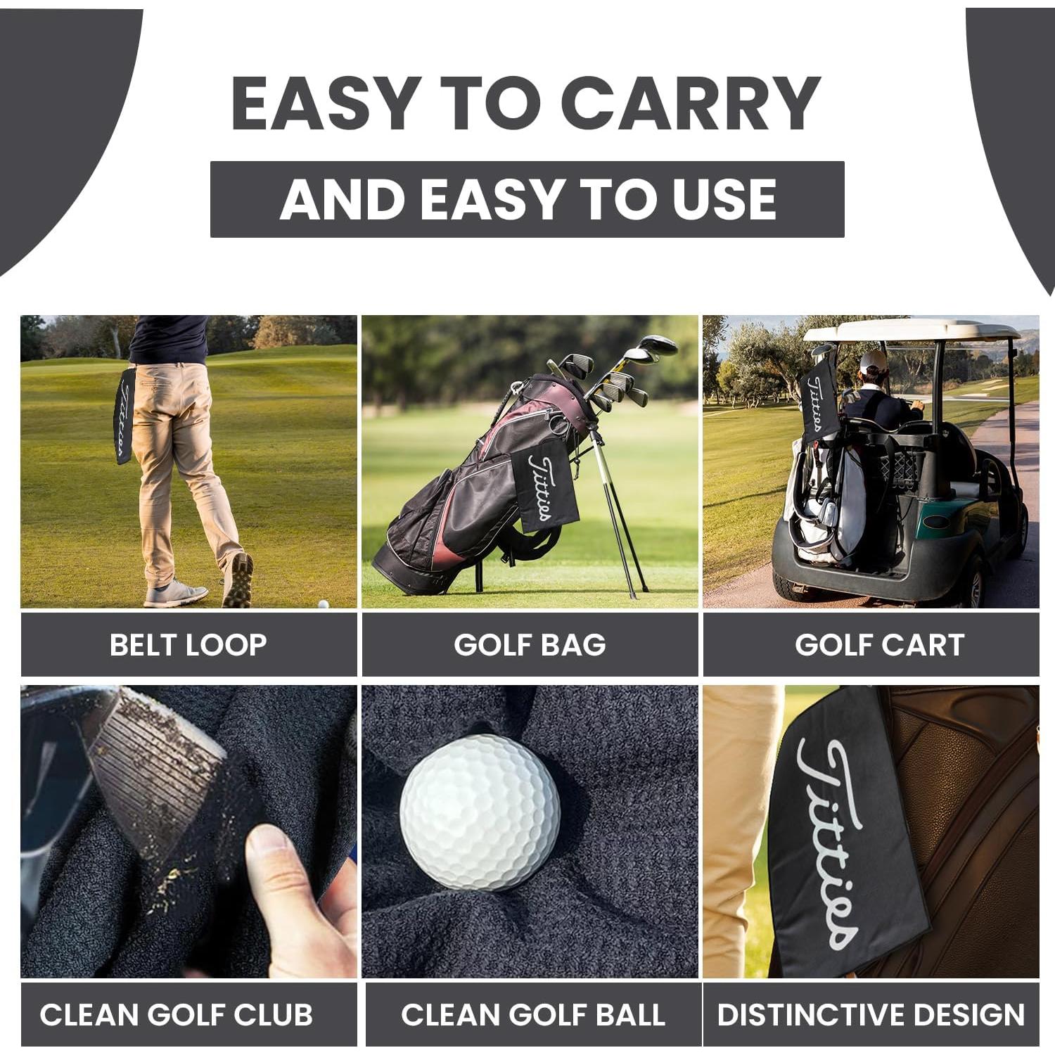 K9King Funny Golf Microfiber Towel - Premium Towel for Golf Bags with Clip Holder - Ideal Golf Accessories for Men and Women - Golf Club Bag Accessories for a Fun Golfing Experience (Black/White)