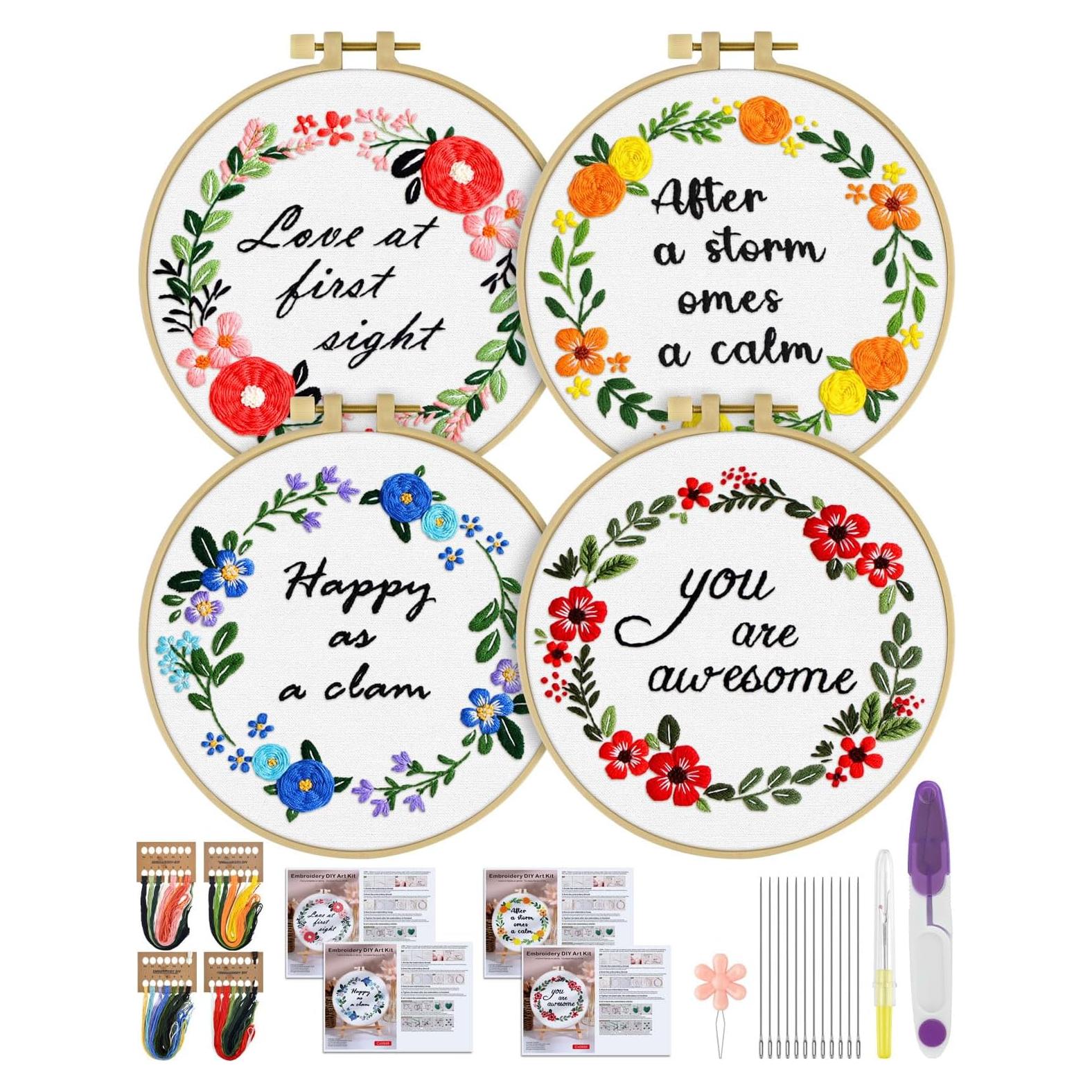 Kit de Bordado ERKOON 4 Sets para Principiantes 30x30 cm