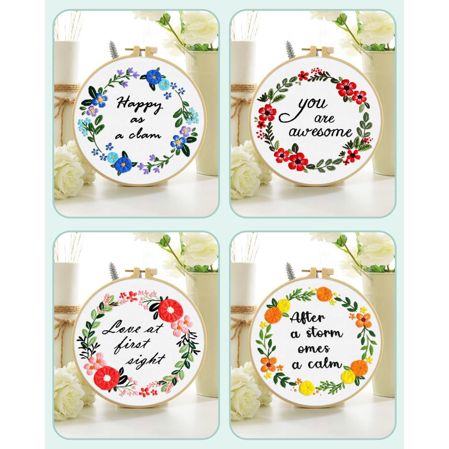 Kit de Bordado ERKOON 4 Sets para Principiantes 30x30 cm