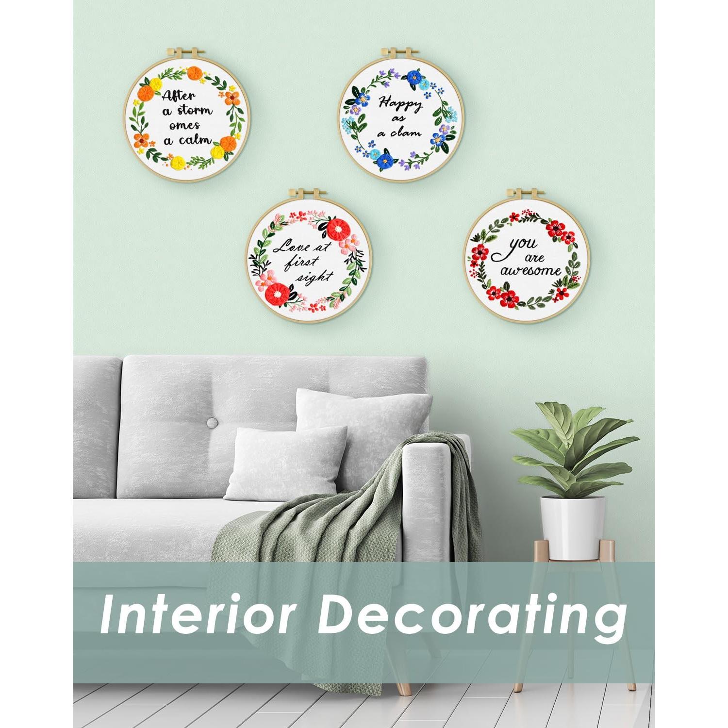 Kit de Bordado ERKOON 4 Sets para Principiantes 30x30 cm