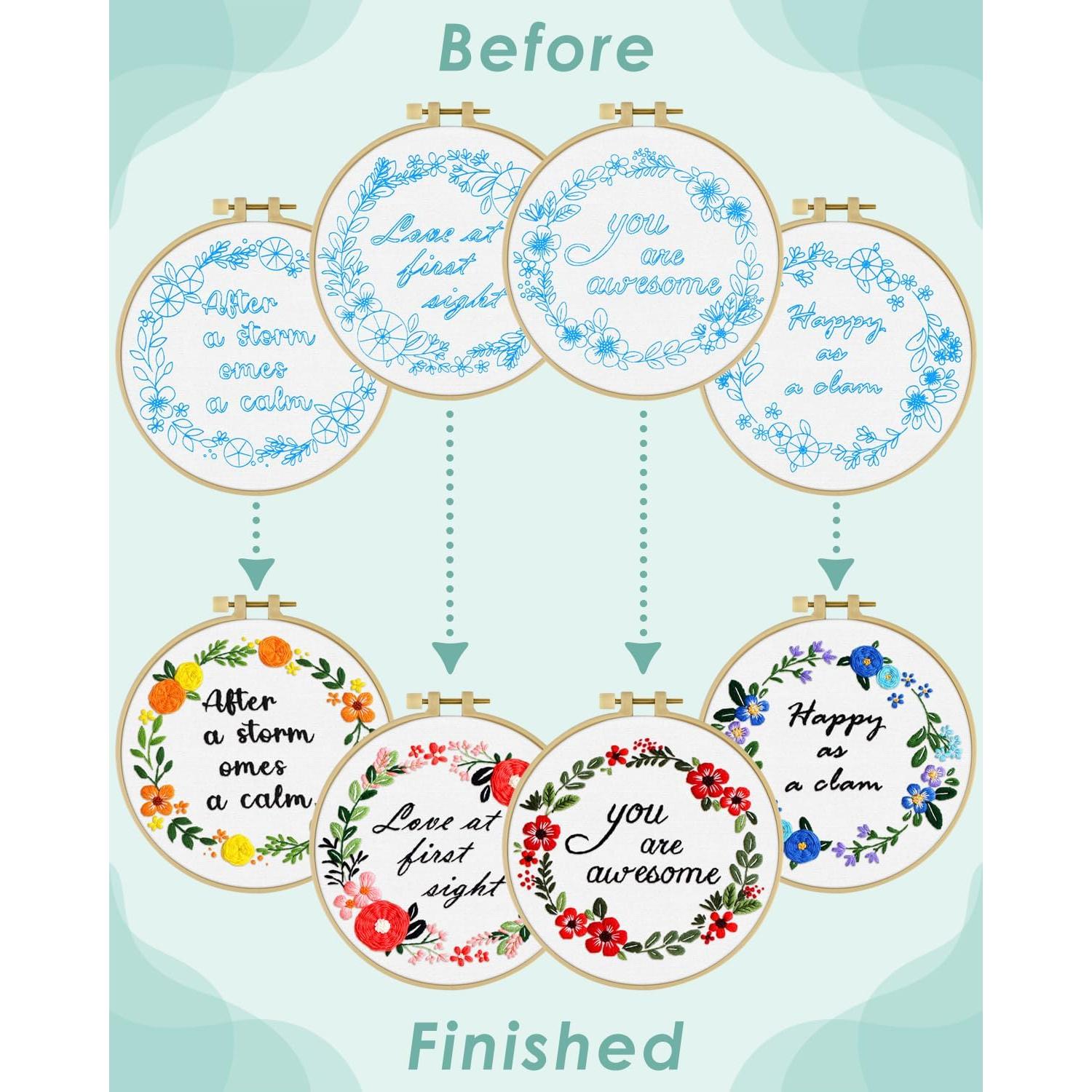 Kit de Bordado ERKOON 4 Sets para Principiantes 30x30 cm