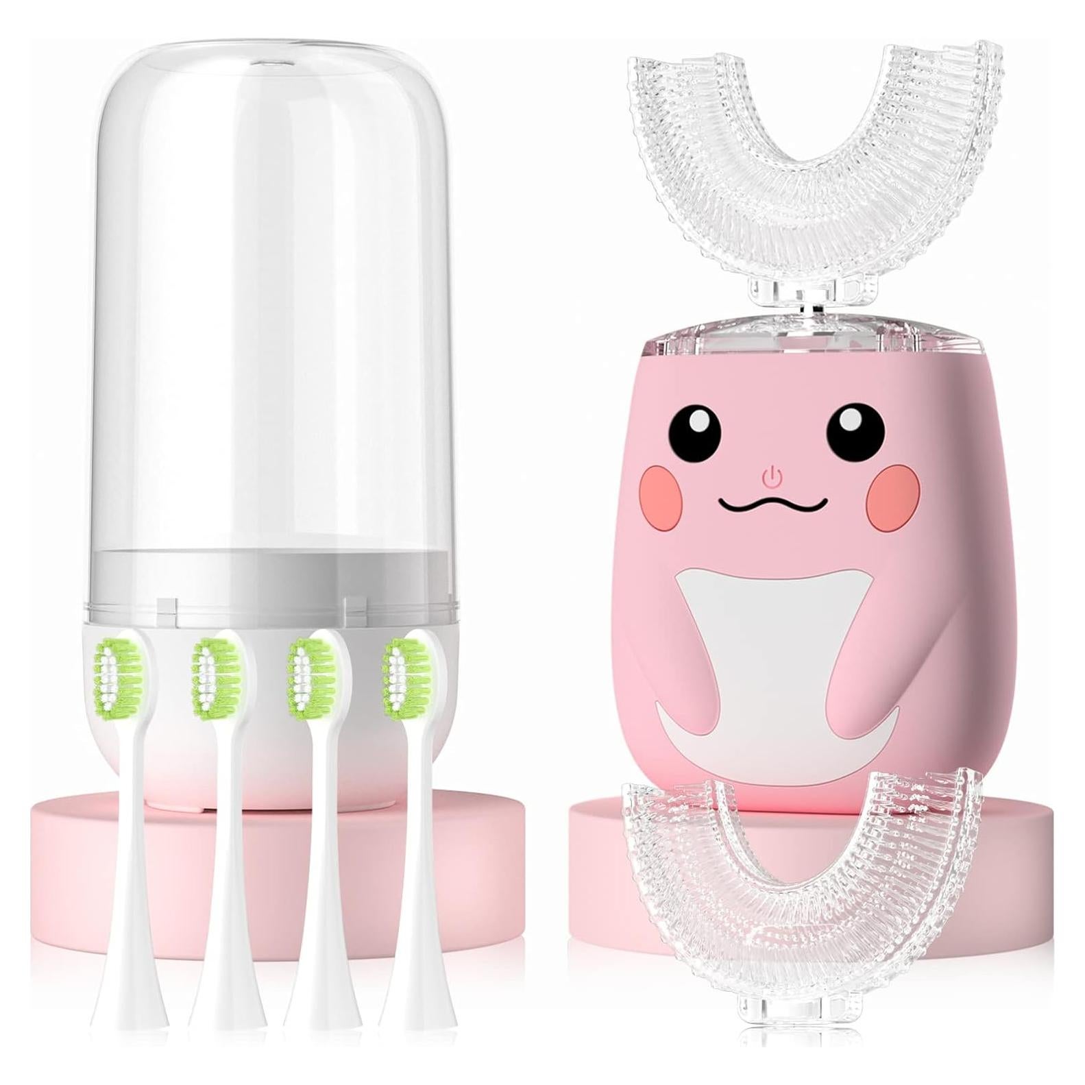 Cepillo de dientes eléctrico ELOTAME en forma de U para niños 2-7 años - Rosa