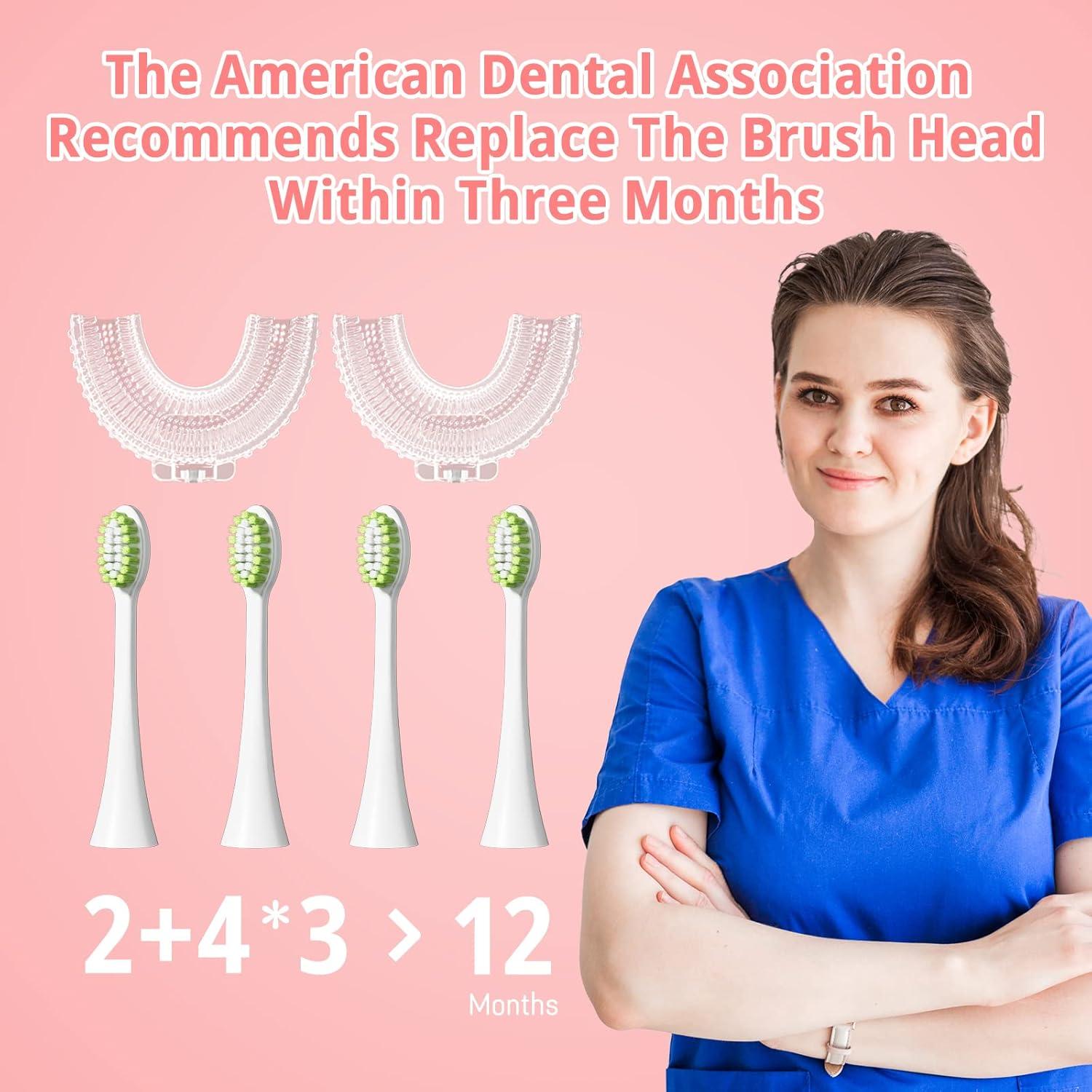 Cepillo de dientes eléctrico ELOTAME en forma de U para niños 2-7 años - Rosa