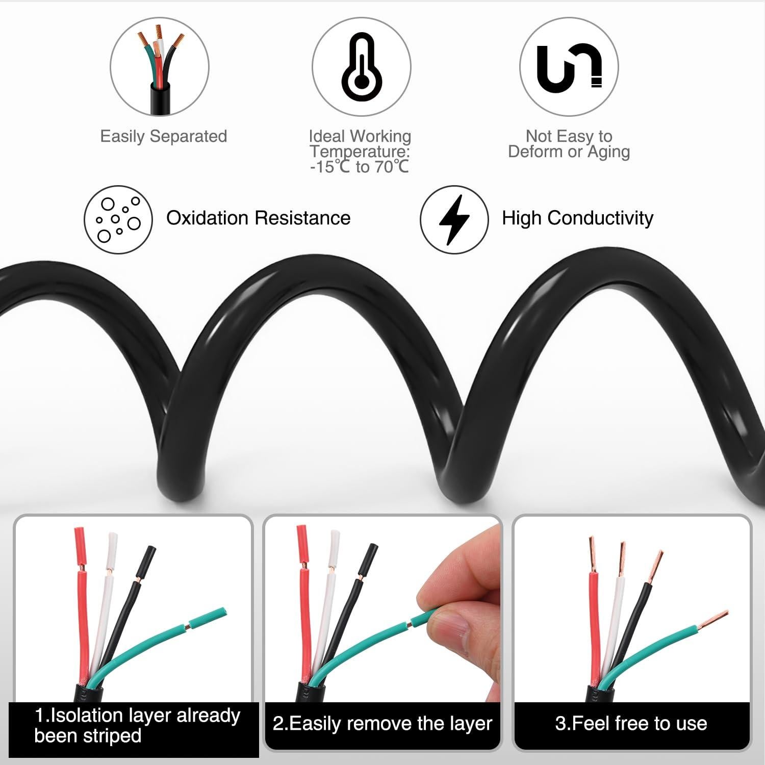 Cable de Extensión para Remolque Nilight 7.62M 4 Vías 100% Cobre
