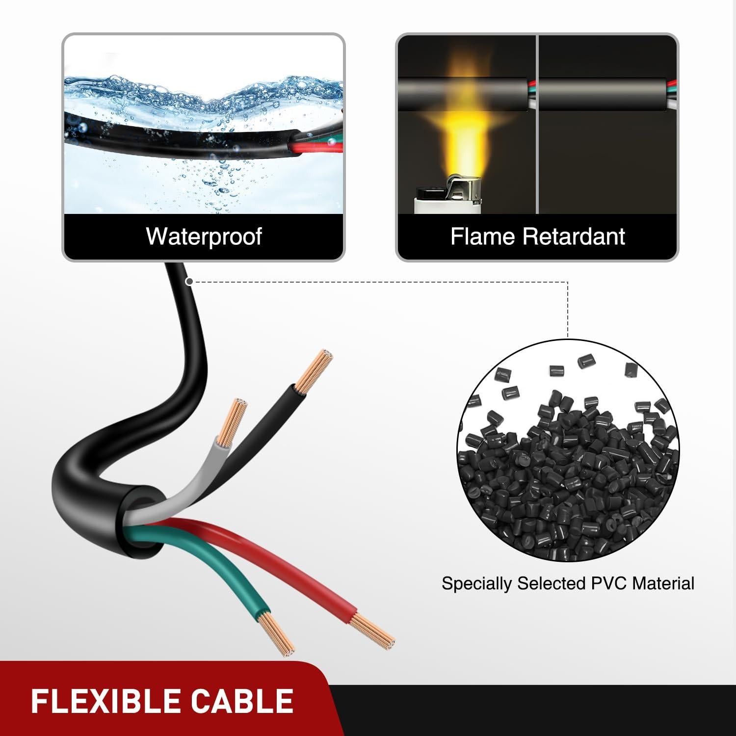 Cable de Extensión para Remolque Nilight 7.62M 4 Vías 100% Cobre