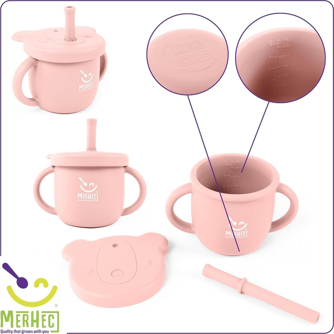 Set de Alimentación para Bebés Inspira - Silicona Rosa Oscuro