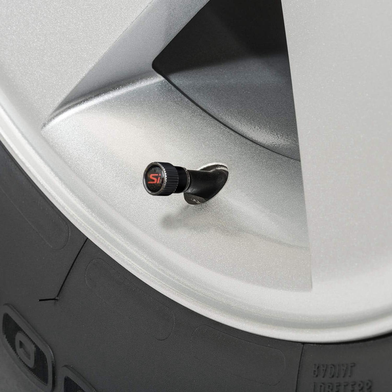 Car Tire Valve Stem Caps Metal Air Valve Cap for Honda Civic SI Accessories,Corrosion and Wear Resistance,4Pcs (SI)