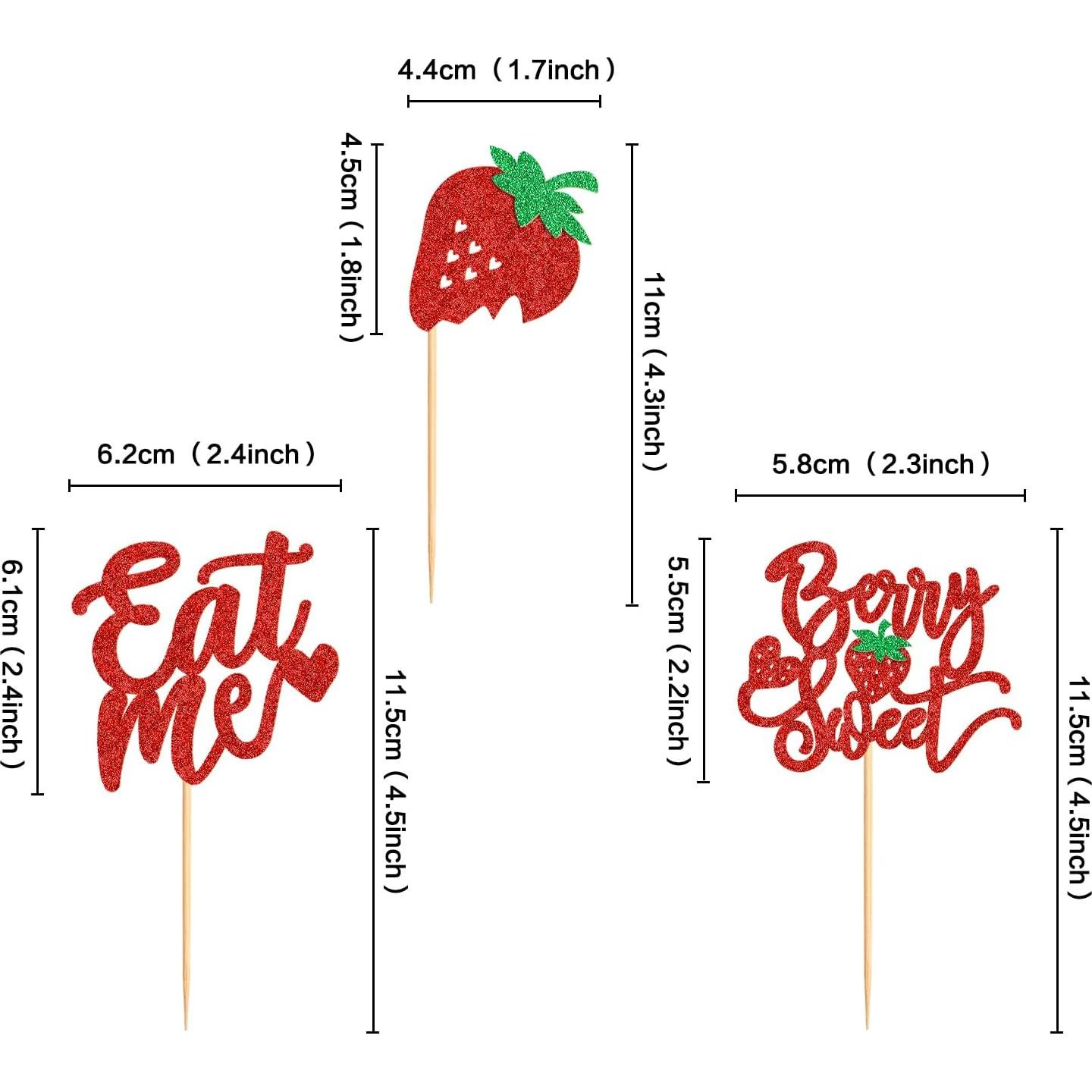 24 Decoraciones para Cupcakes de Fresa Keaziu - Fiesta y Cumpleaños