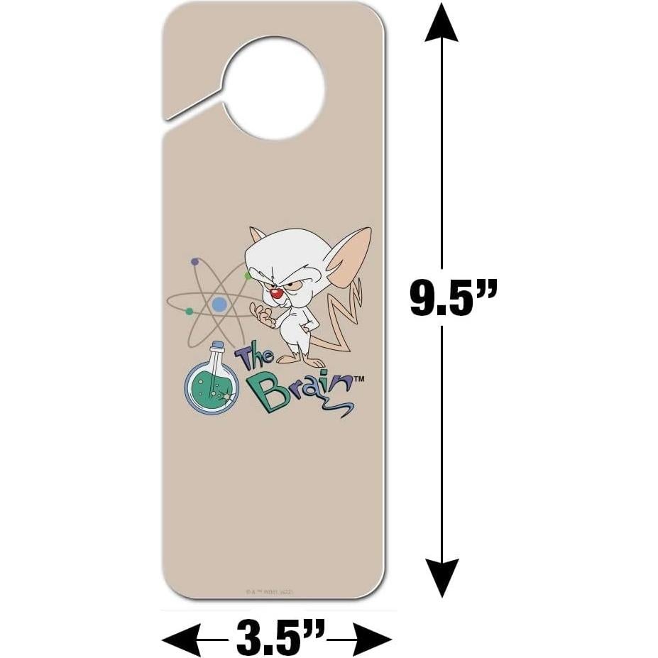 Cartel de Percha para Puerta Pinky y El Cerebro - 24x8.9cm
