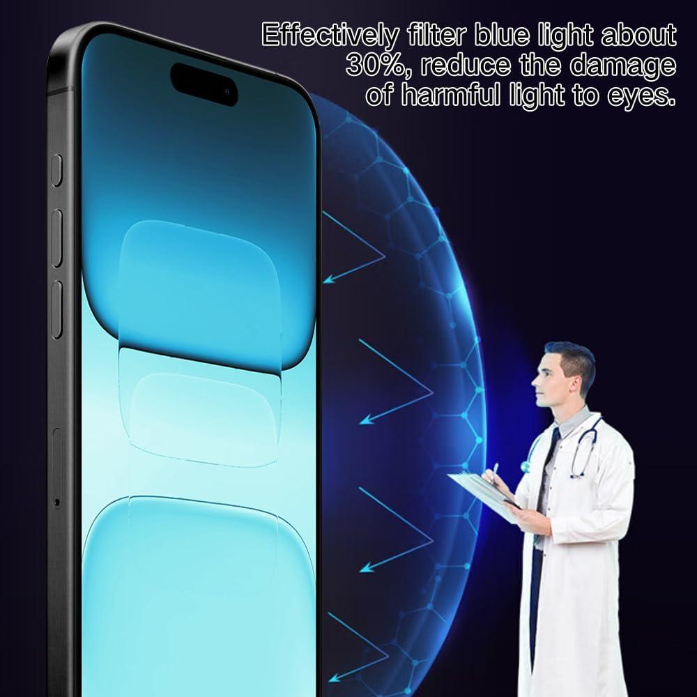 Protector de Pantalla Anti Luz Azul PROTECCION PERFECTA para iPhone 16 Pro 2024 - Vidrio Templado 6X Fuerte