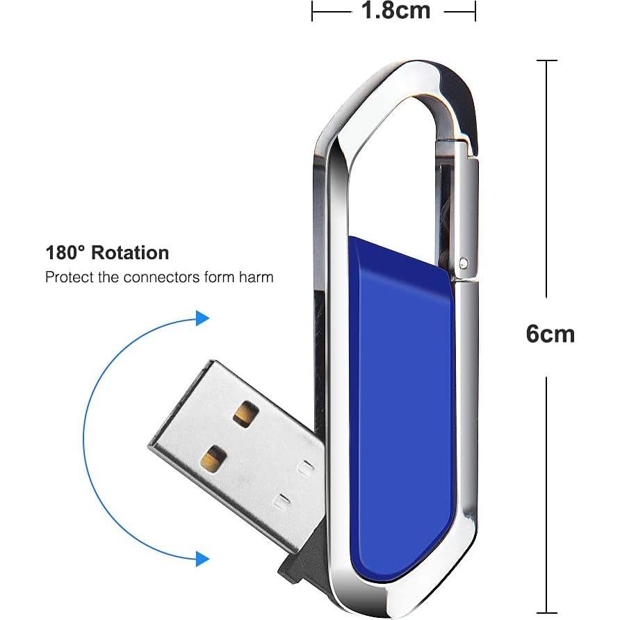 Unidad Flash USB 64GB BORLTER CLAMP Llavero Metal Azul