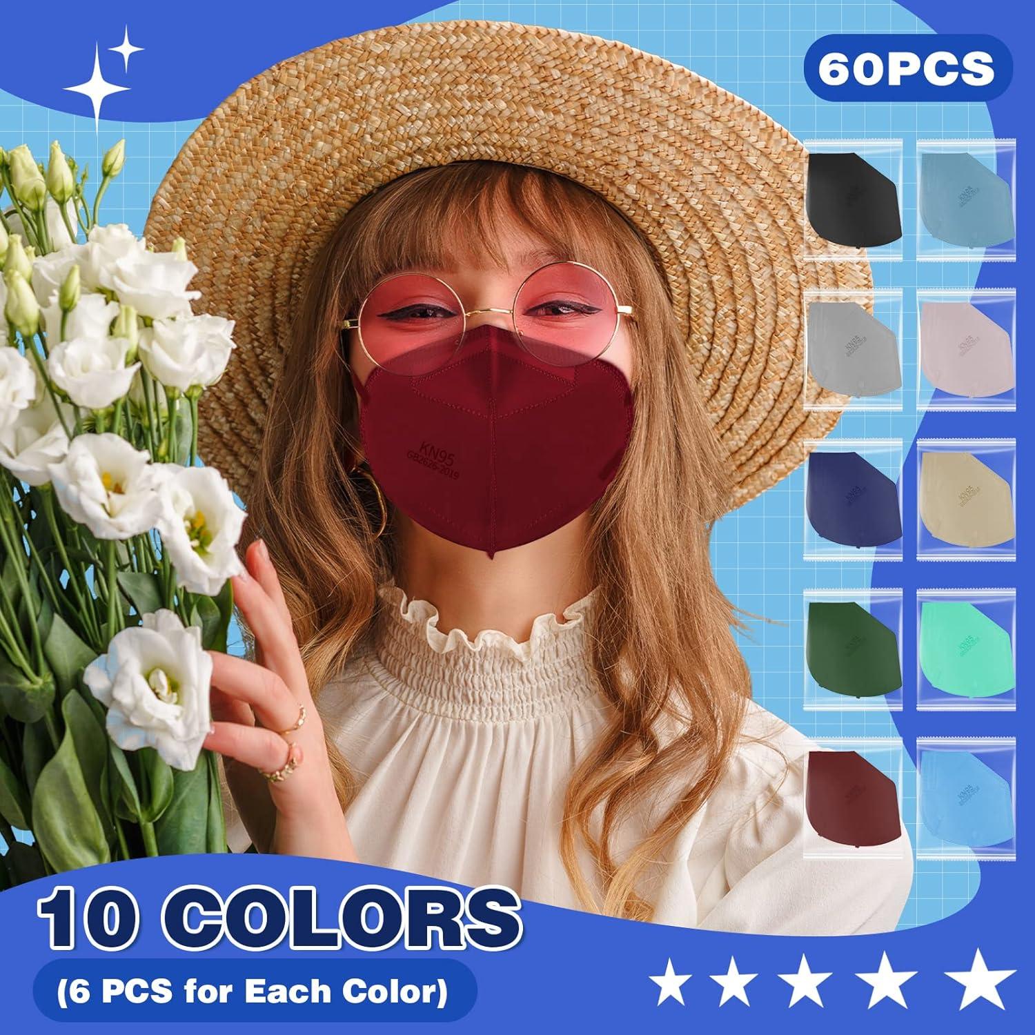 Mascarillas KN95 XDX Multicolor 60 Paquetes Adultos 5 Capas