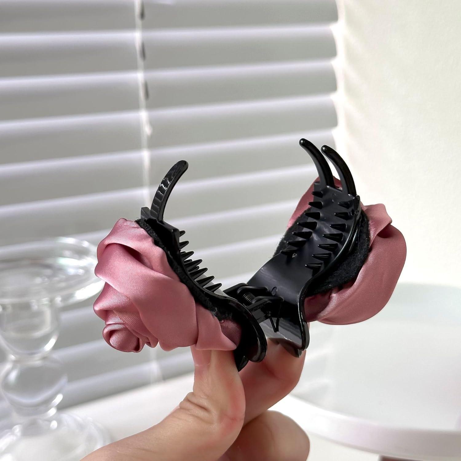 Clip para el cabello de flor rosa Agirlvct - 3 unidades