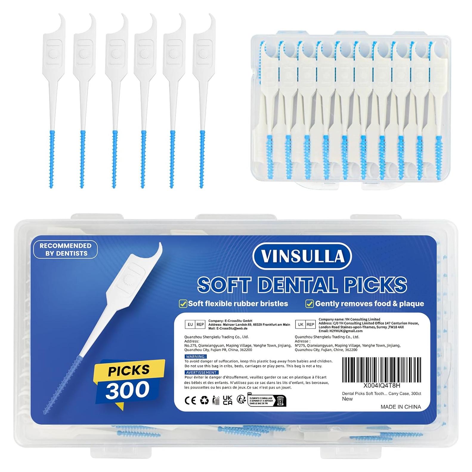 Palillos Dentales Suaves Vinsulla 300 Unidades Azul