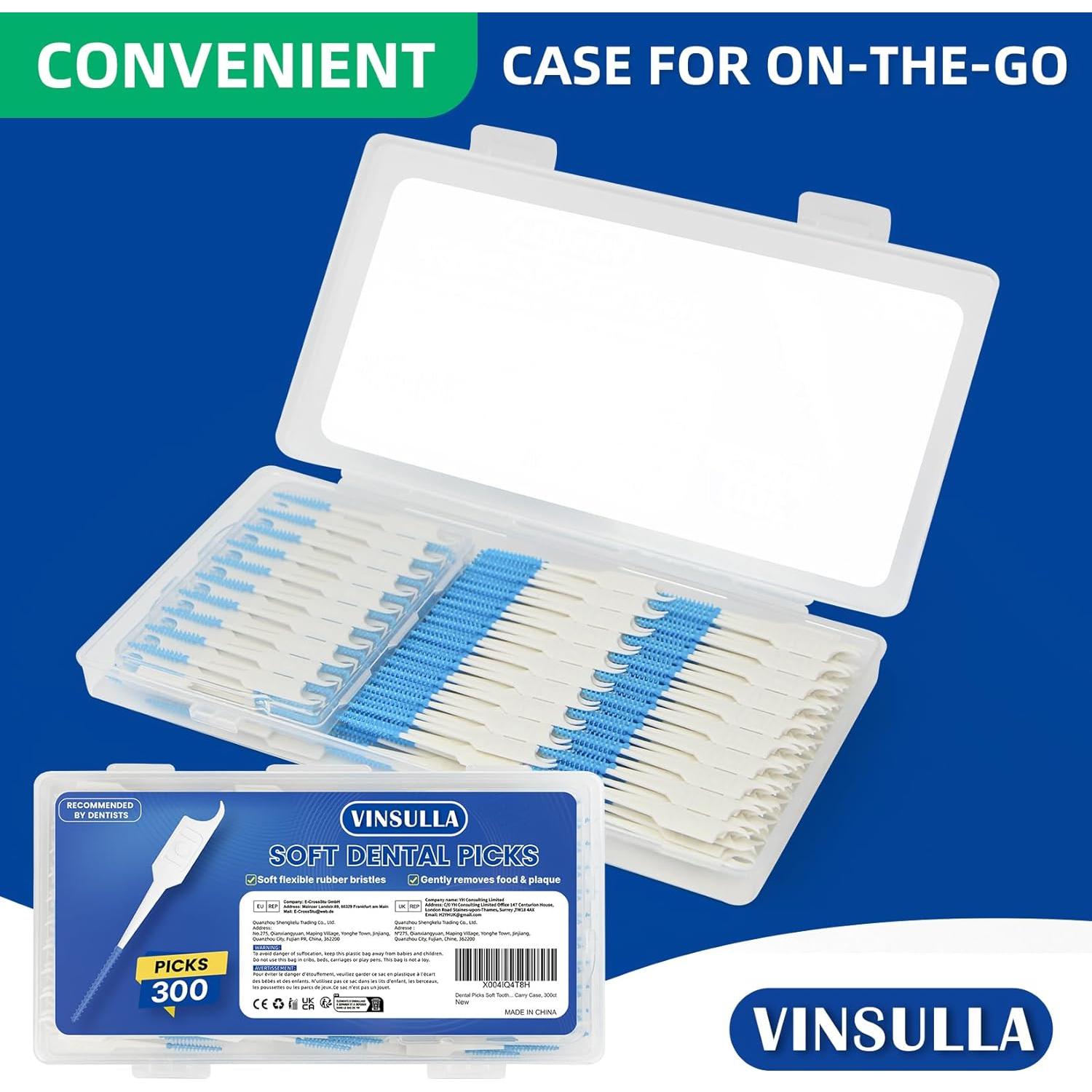 Palillos Dentales Suaves Vinsulla 300 Unidades Azul