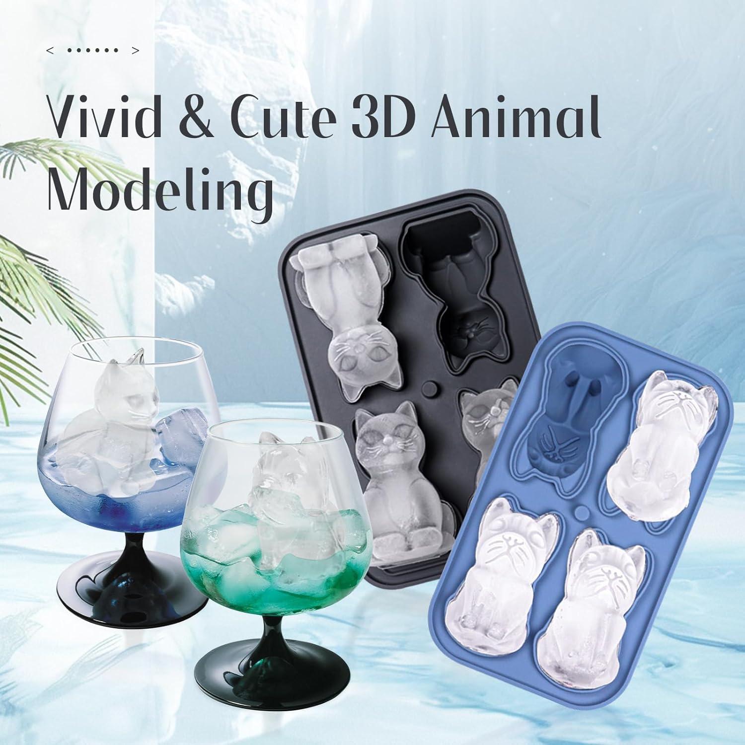 Bandejas de Silicona para Hielo Teeloray 3D Gato y Perro