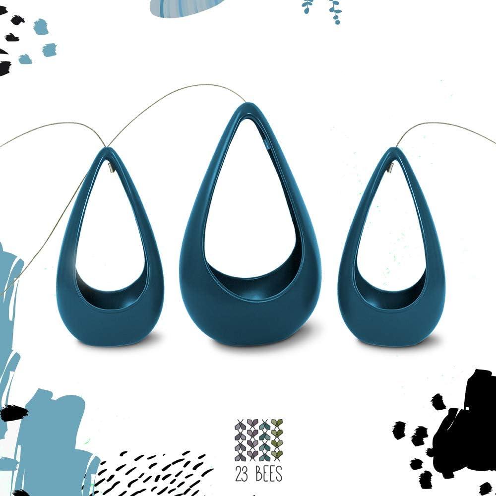 Macetas Colgantes de Cerámica Azul 23 Abejas - Paquete de 3