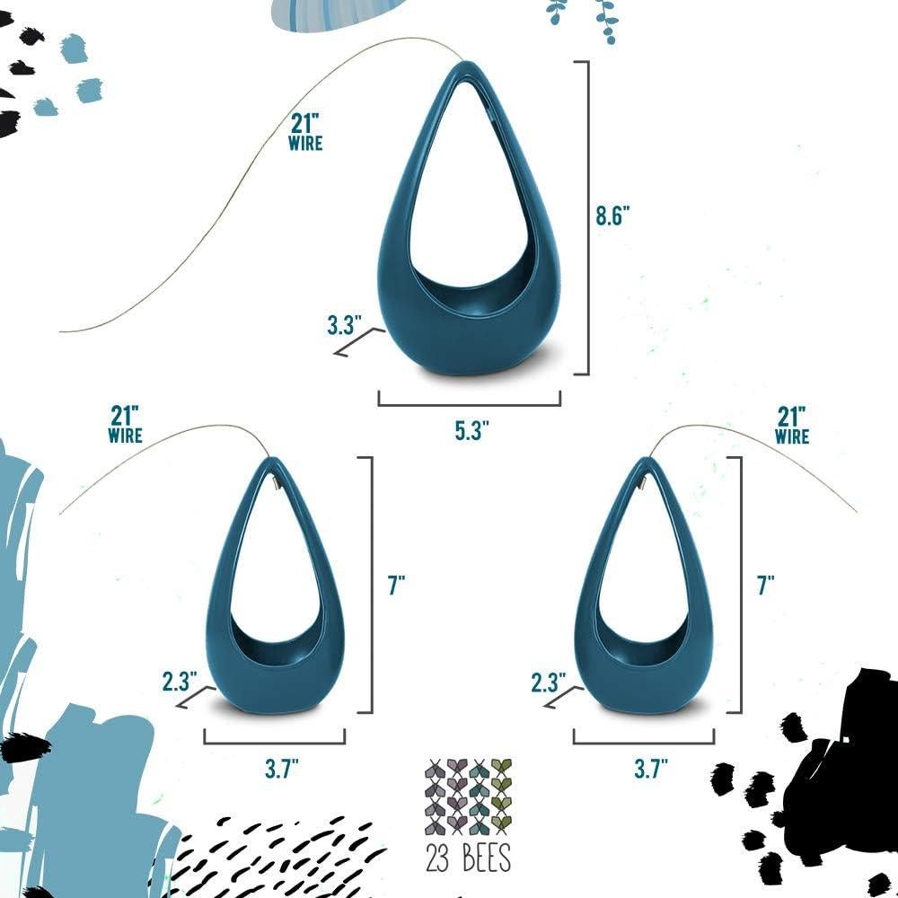 Macetas Colgantes de Cerámica Azul 23 Abejas - Paquete de 3