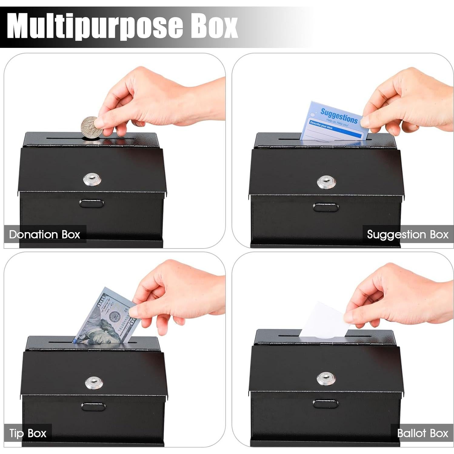 Caja de Sugerencias KYODOLED Negra con Cerradura y 50 Tarjetas