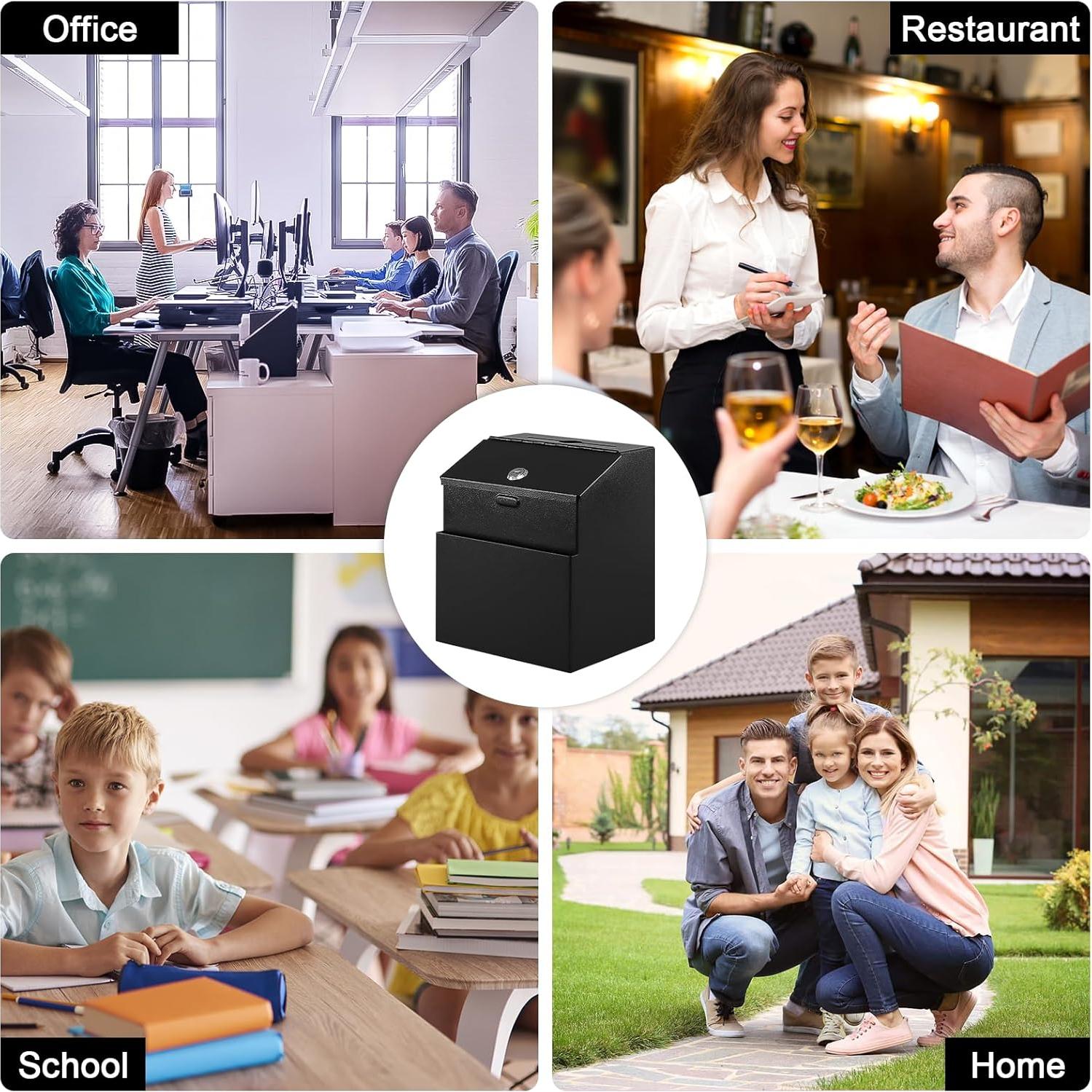 Caja de Sugerencias KYODOLED Negra con Cerradura y 50 Tarjetas