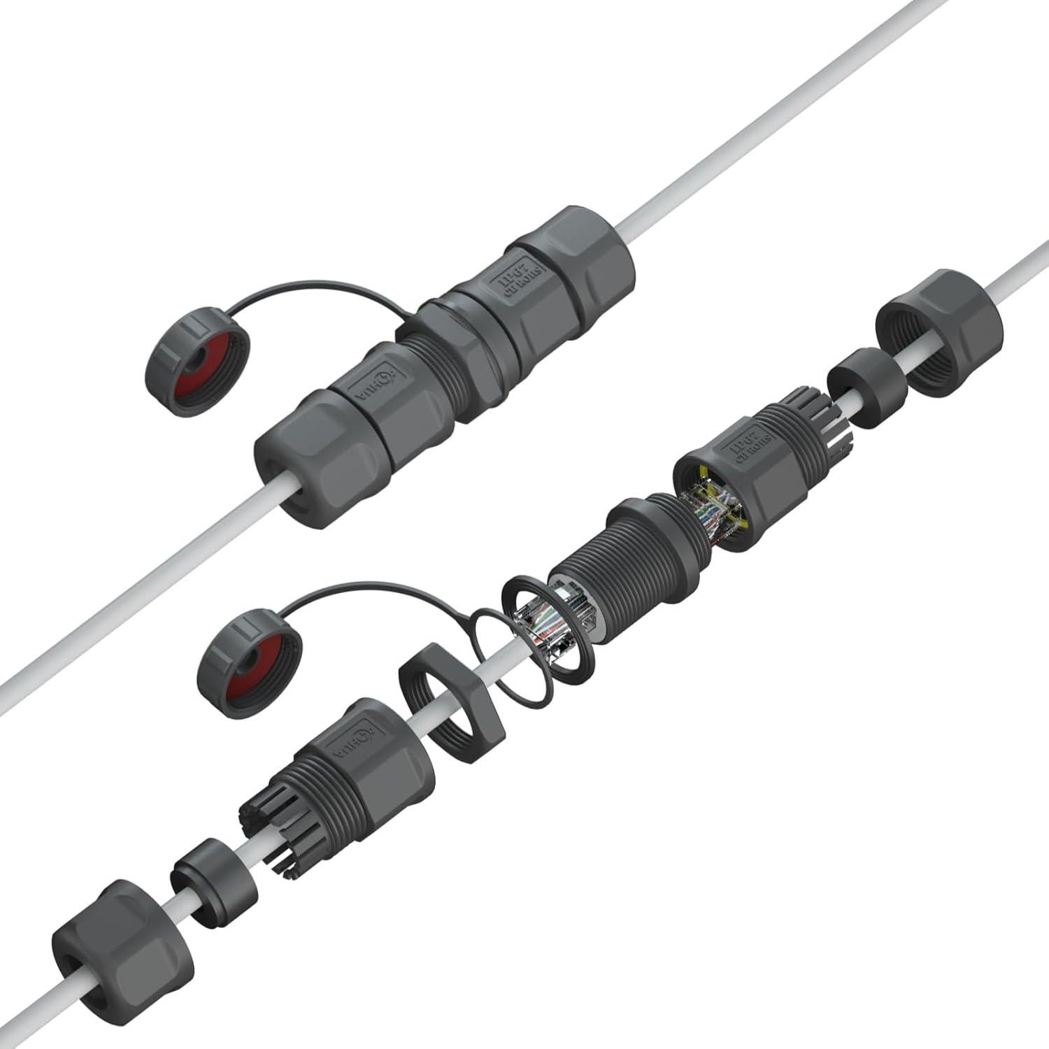 Acoplador RJ45 AOHUA IP68 a Prueba de Agua - Paquete de 3
