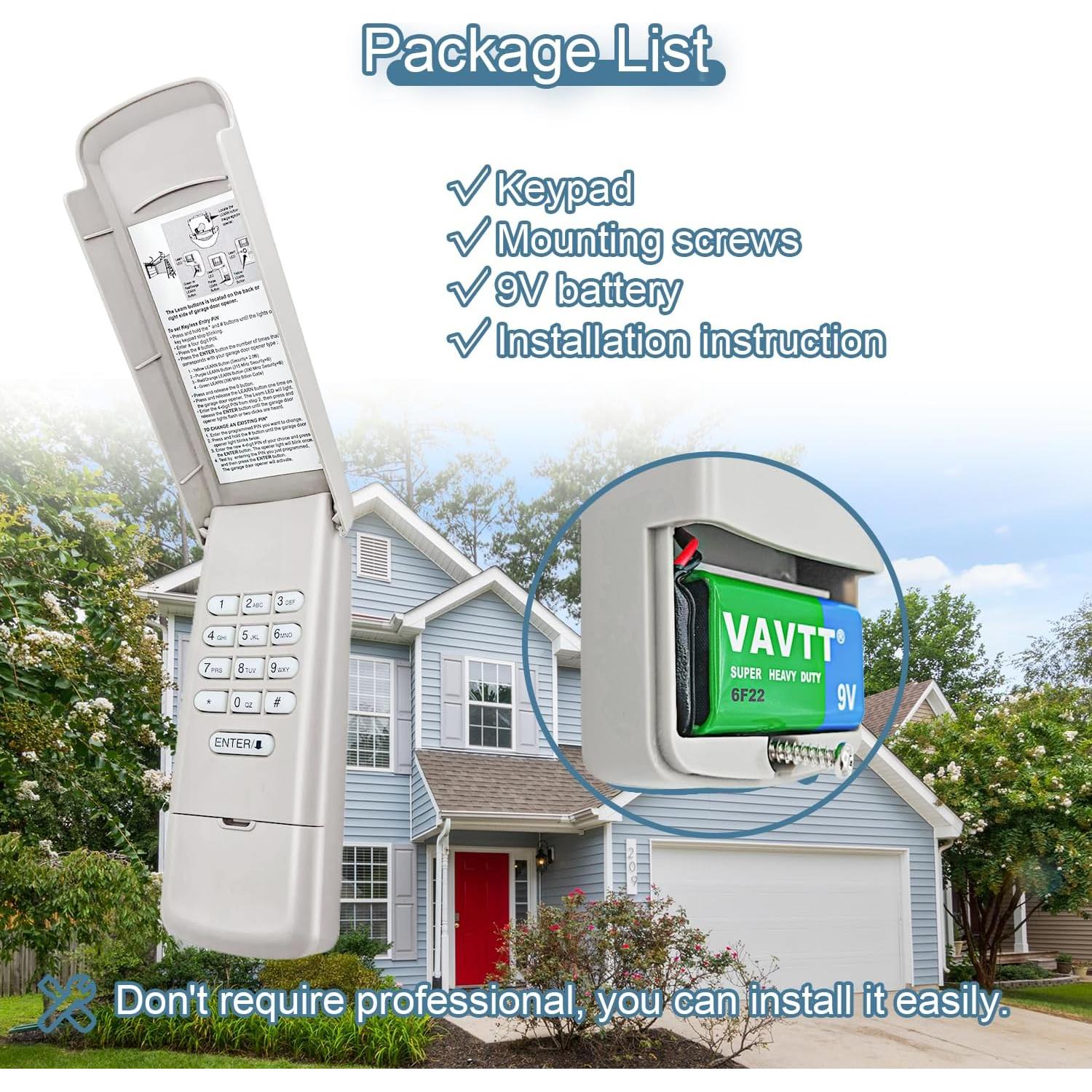 Teclado Inalámbrico para Puerta de Garaje ATEEfaee G940EV-P2