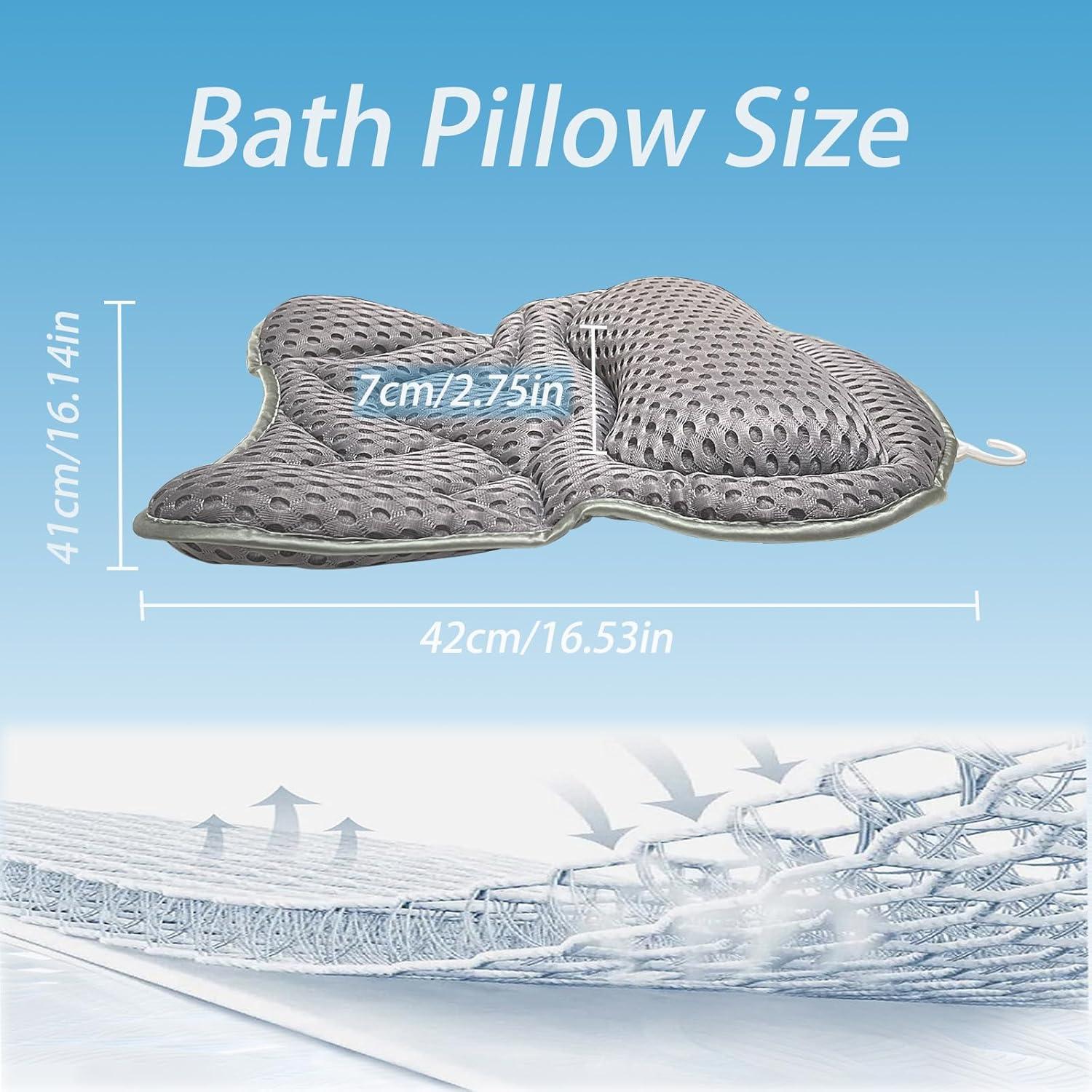 Almohada de Baño Ergonomica Vezyturly Gris con Ventosas
