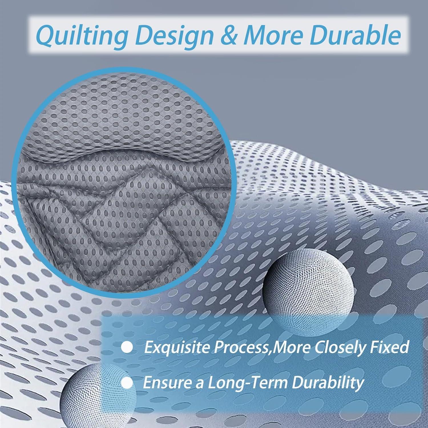 Almohada de Baño Ergonomica Vezyturly Gris con Ventosas