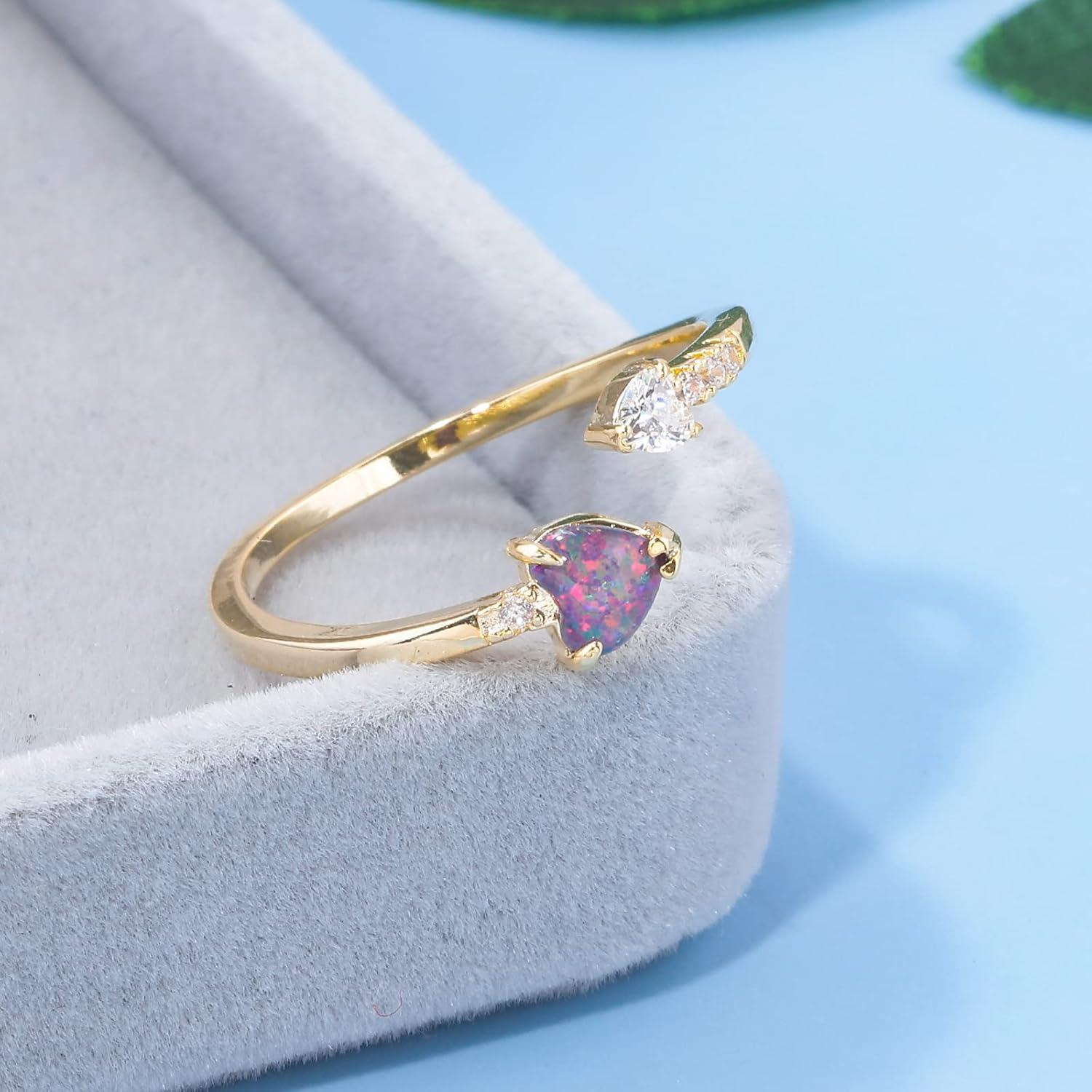 Anillo Ajustable de Ópalo Negro 14K para Mujeres - Lasidor