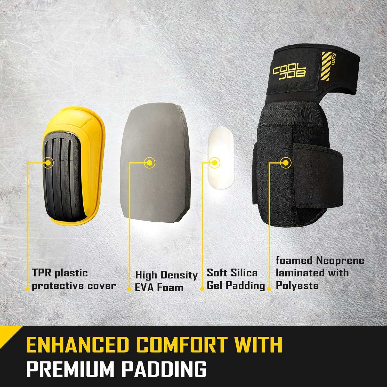 Rodilleras Profesionales COOLJOB Amarillo con Acolchado de Gel