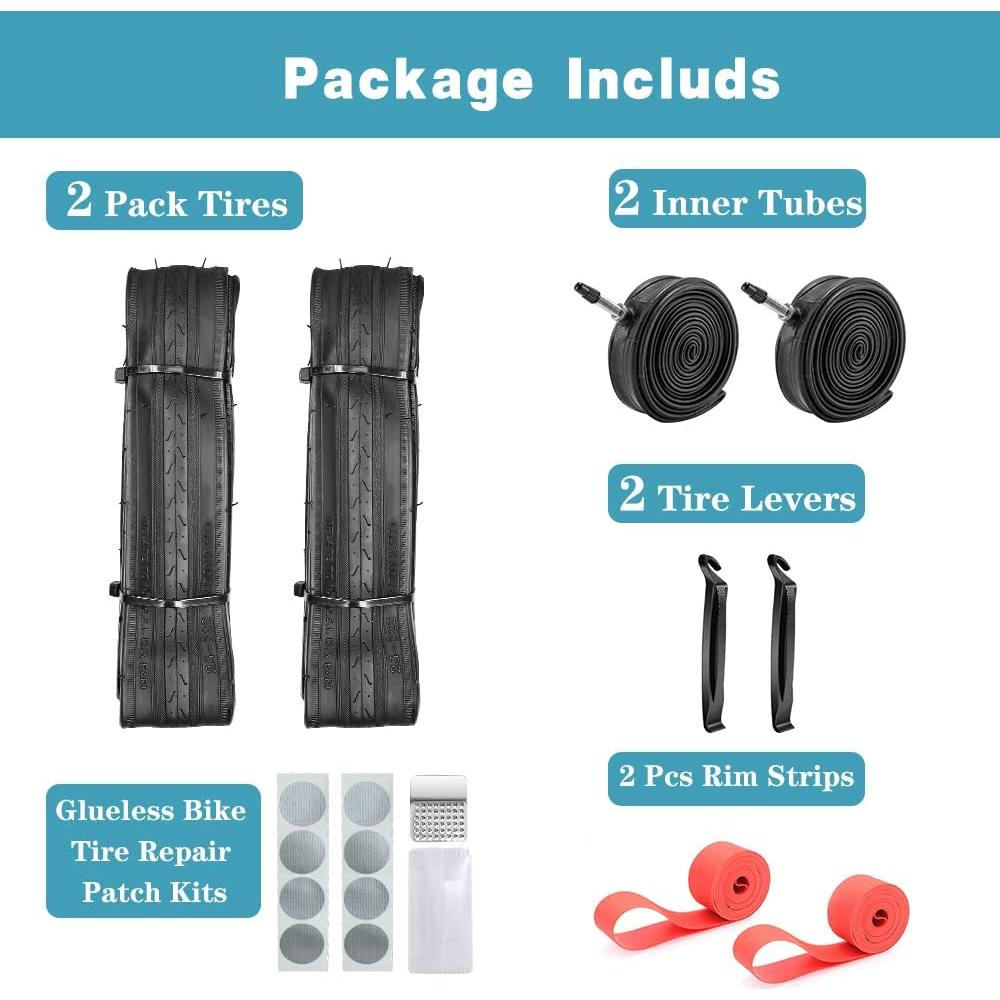 Neumáticos de Bicicleta de Carretera SIMEIQI 700x23C 2 Cámaras