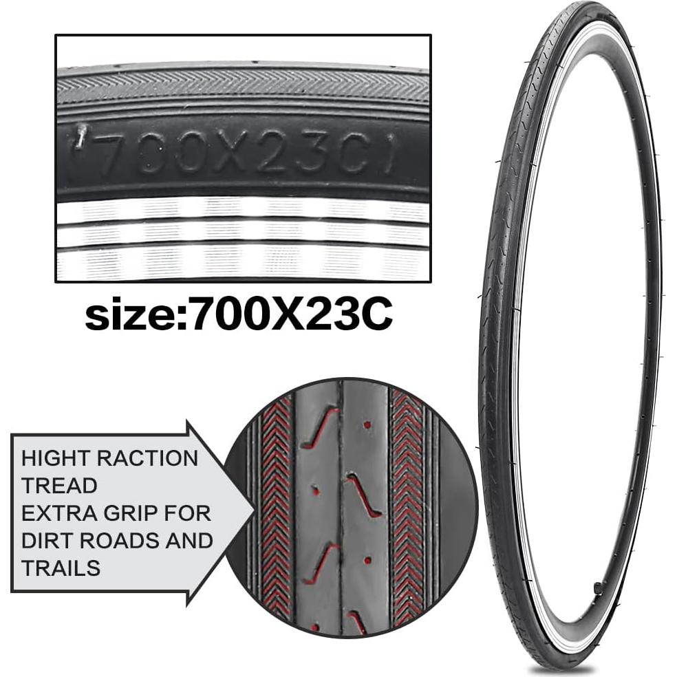 Neumáticos de Bicicleta de Carretera SIMEIQI 700x23C 2 Cámaras