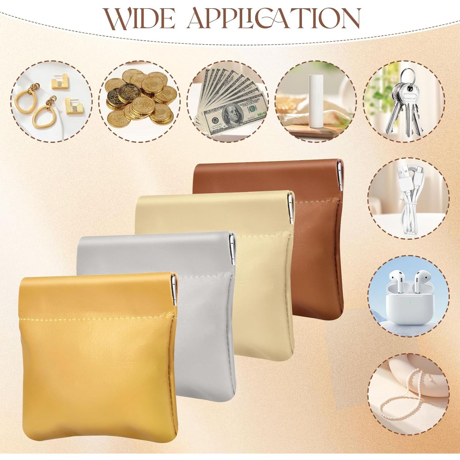 Monedero de Presión ISKYBOB 4 Pcs Cuero PU 8x8cm Otoño