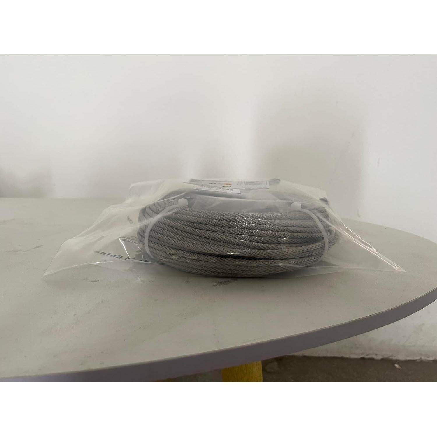 Cable de acero inoxidable 3/16" JINYI 30.48m con abrazaderas