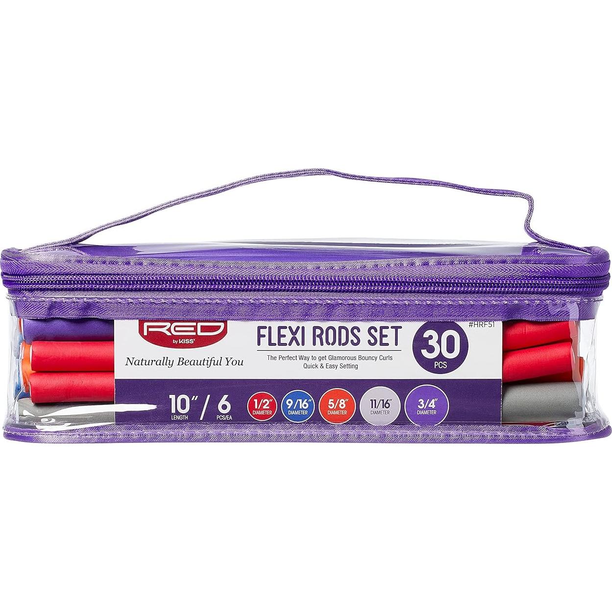 Red by Kiss 30 PCS Varillas Flexibles para Rizar Cabello 25 cm