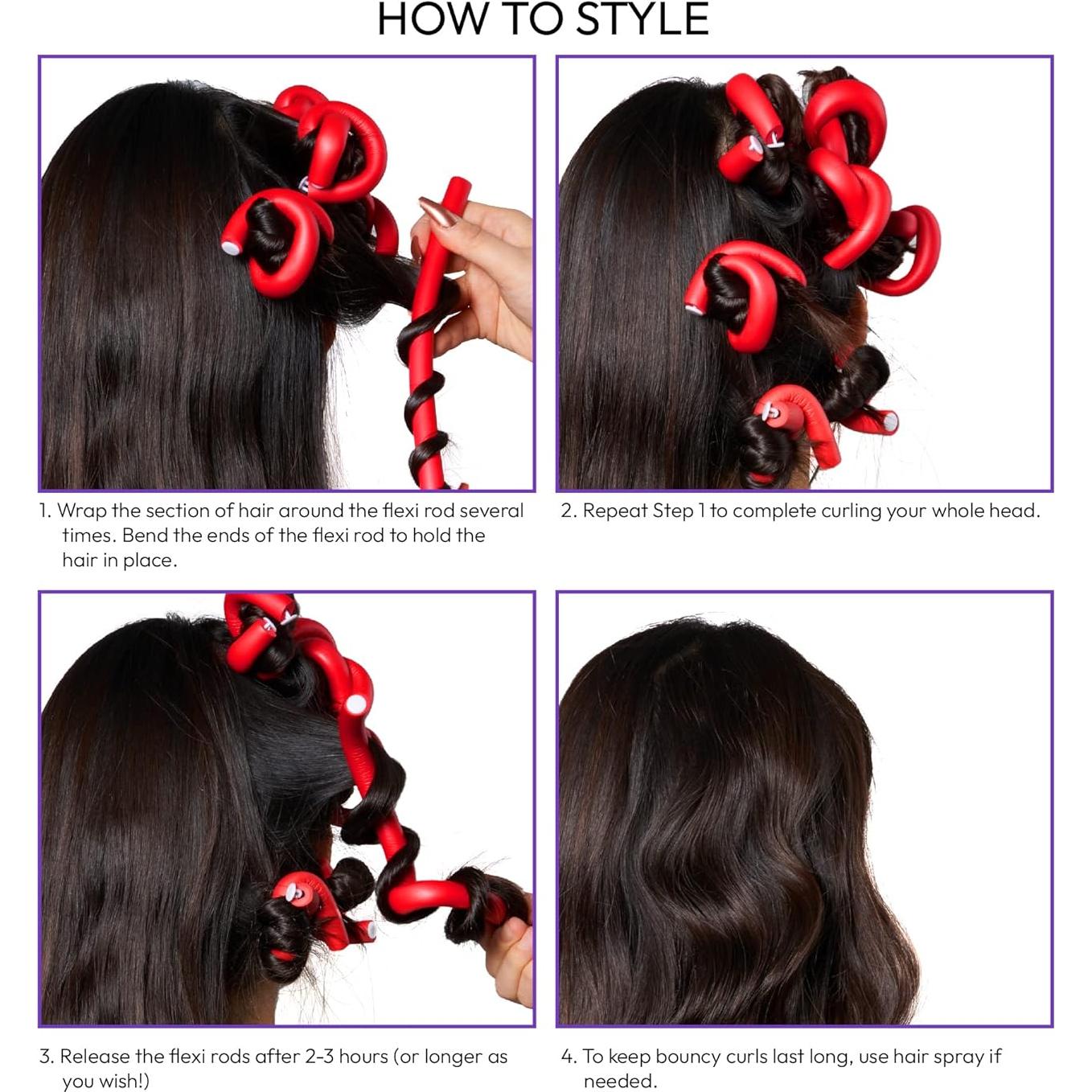 Red by Kiss 30 PCS Varillas Flexibles para Rizar Cabello 25 cm