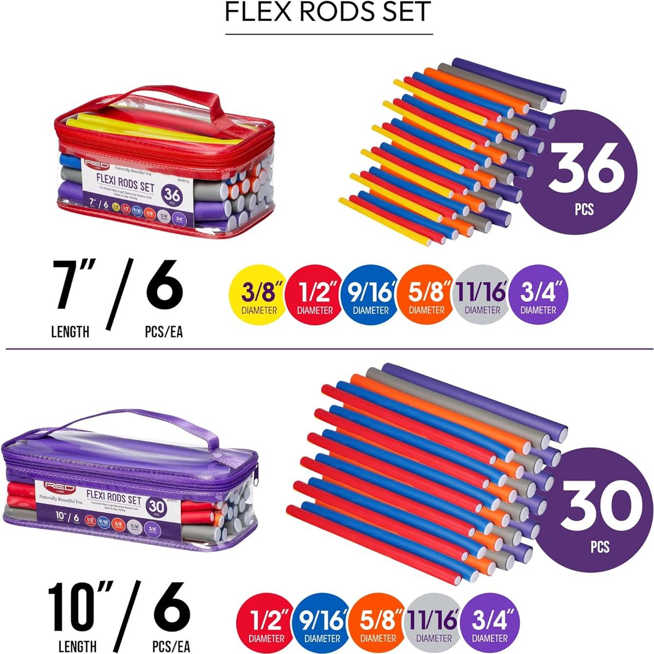 Red by Kiss 30 PCS Varillas Flexibles para Rizar Cabello 25 cm