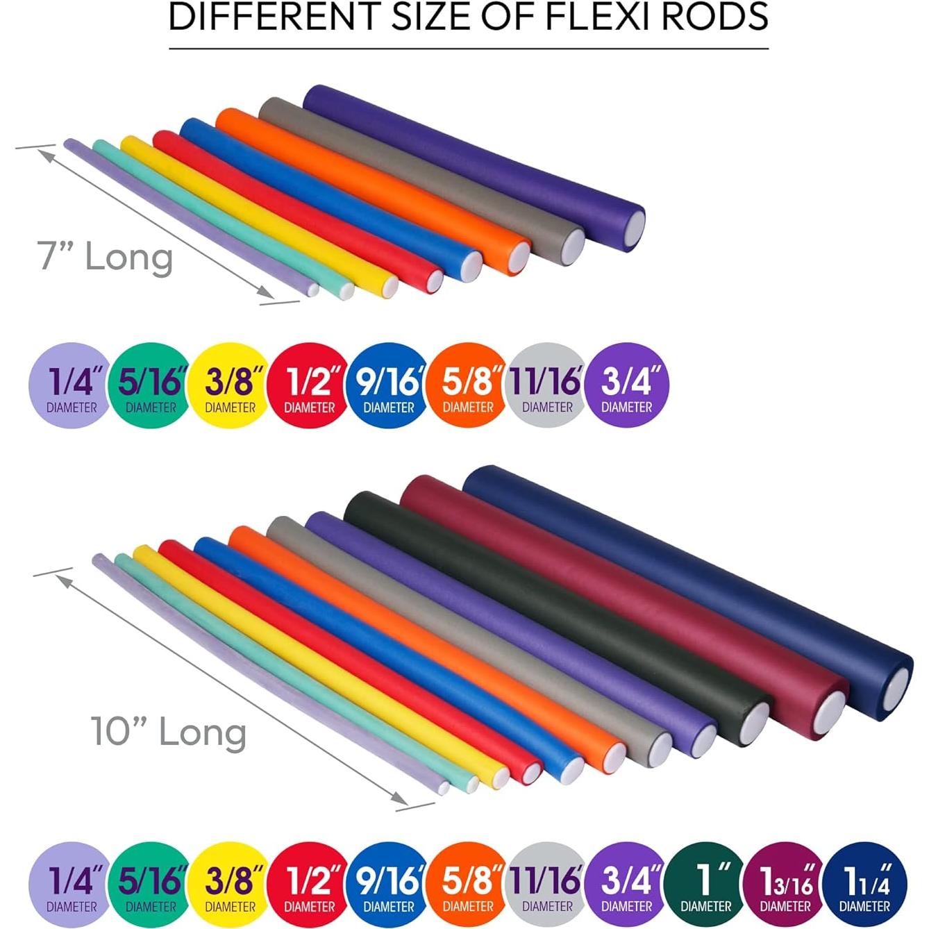 Red by Kiss 30 PCS Varillas Flexibles para Rizar Cabello 25 cm