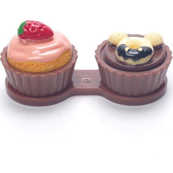 Caja de Lentes de Contacto Portátil THZ03 Caricatura Café