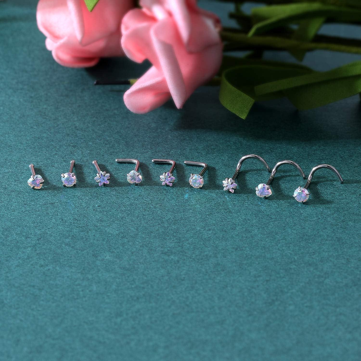 Anillo de Piercing de Nariz ZS 9PCS Acero Inoxidable 20G