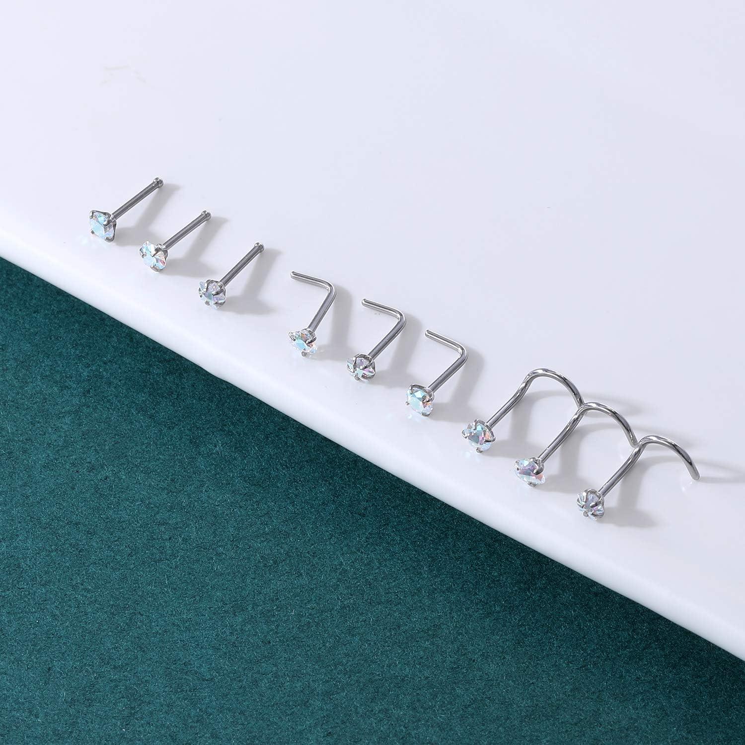 Anillo de Piercing de Nariz ZS 9PCS Acero Inoxidable 20G