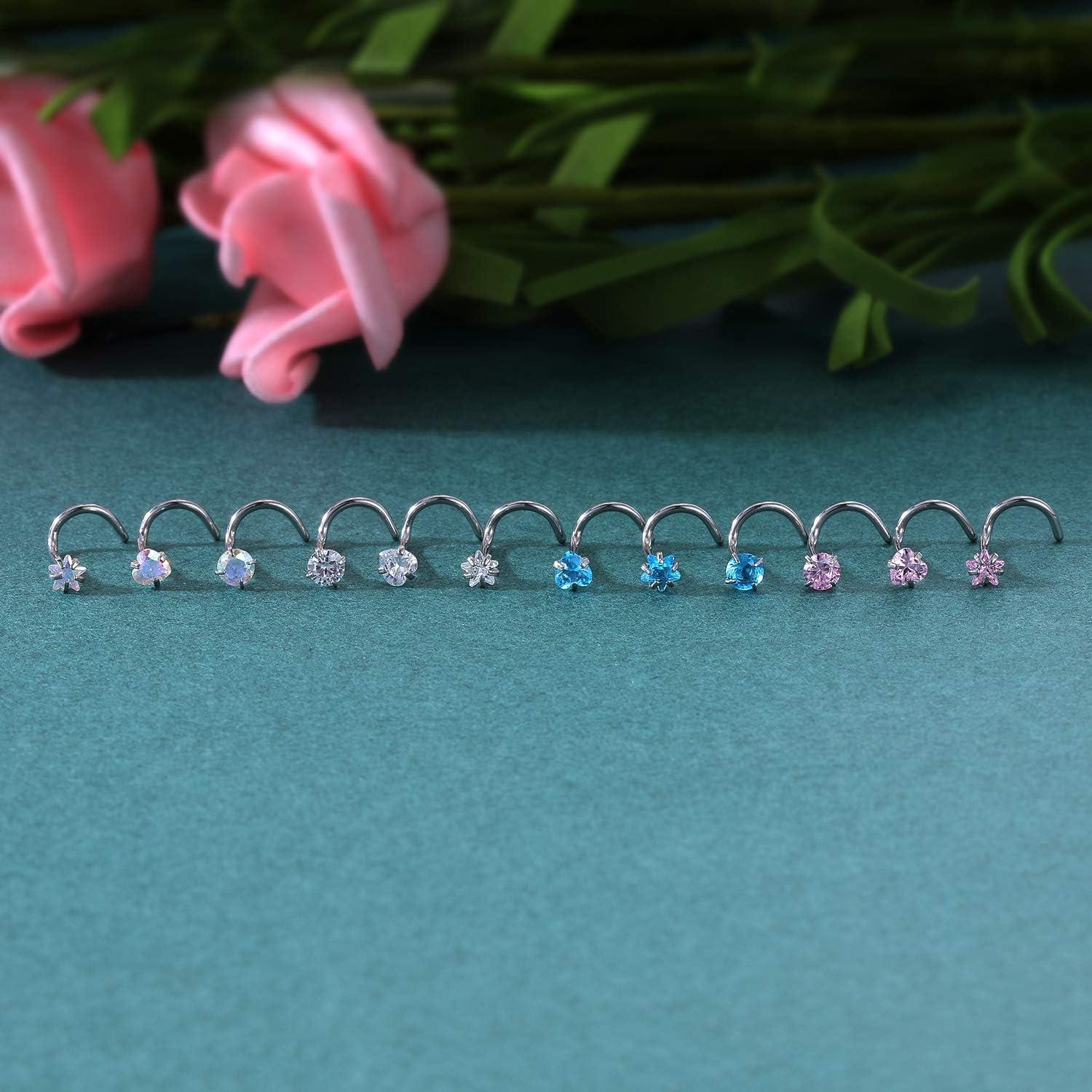 Anillo de Piercing de Nariz ZS 9PCS Acero Inoxidable 20G