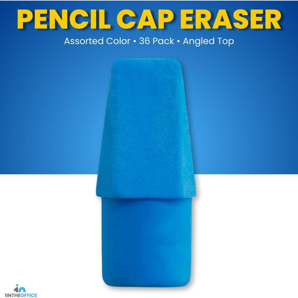 Borradores de Tapa de Lápiz 1EnLaOficina, Colores Surtidos, Paquete de 36