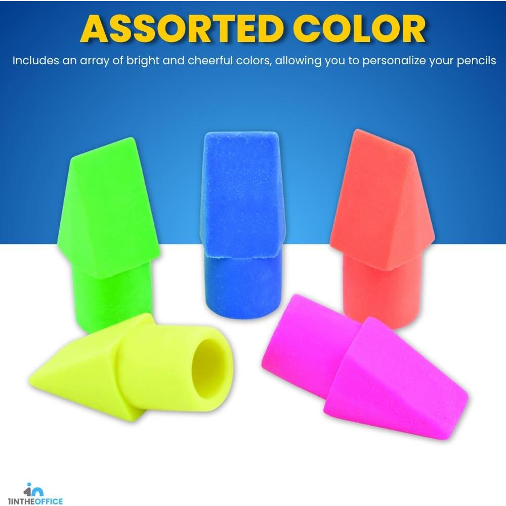 Borradores de Tapa de Lápiz 1EnLaOficina, Colores Surtidos, Paquete de 36