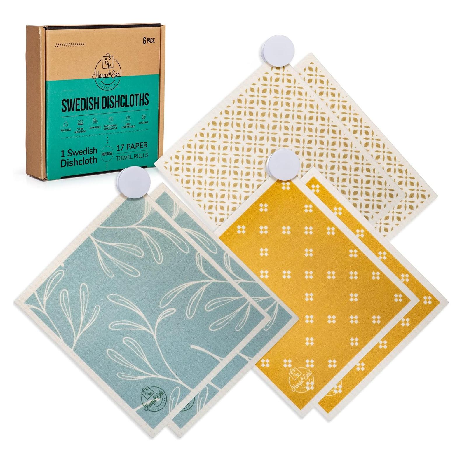 Paños de Cocina Reutilizables Harps&Seb - 6 Unidades Ecológicos