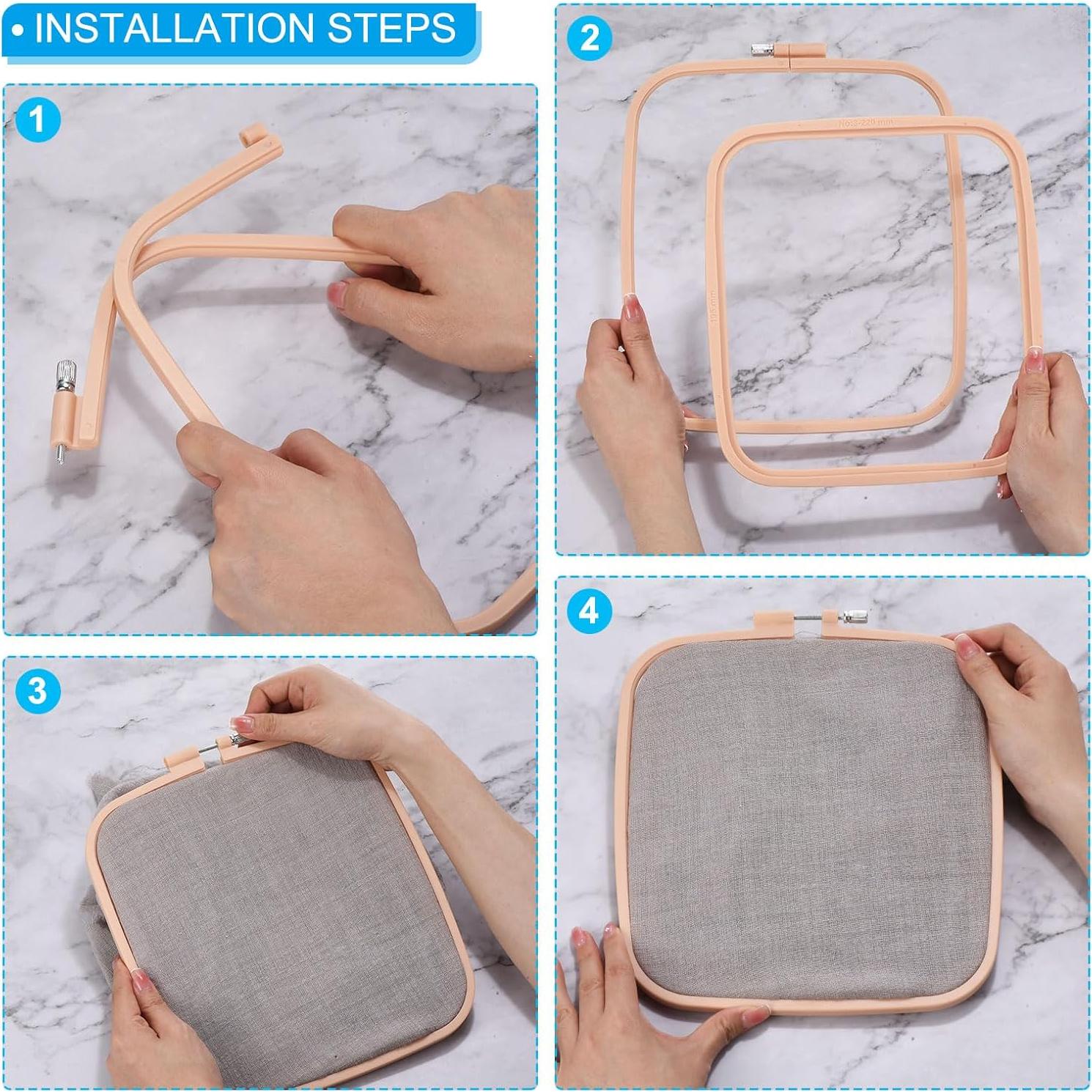 Aro de Bordado Cuadrado PATIKIL Beige 22x19.5cm ABS Reutilizable