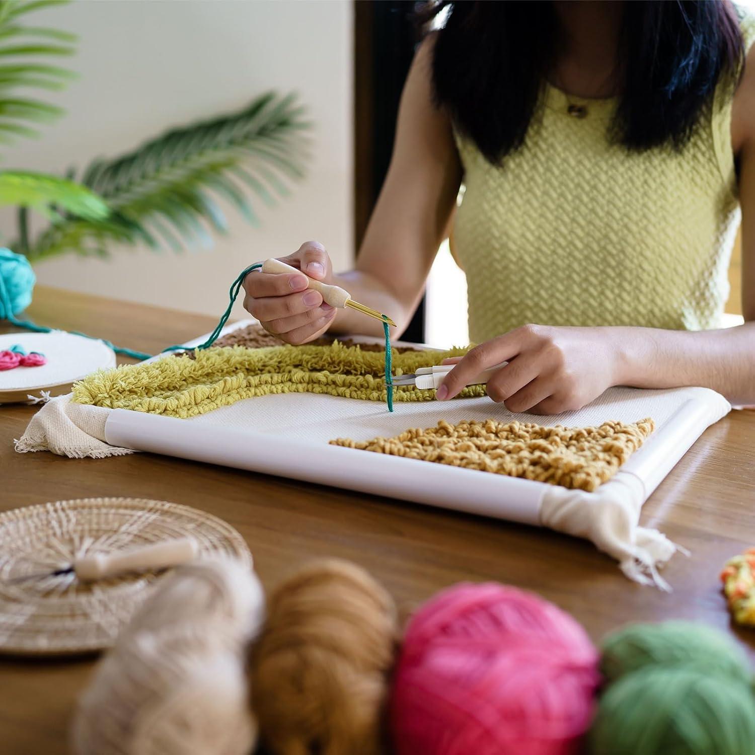 Aro de Bordado Cuadrado PATIKIL Beige 22x19.5cm ABS Reutilizable