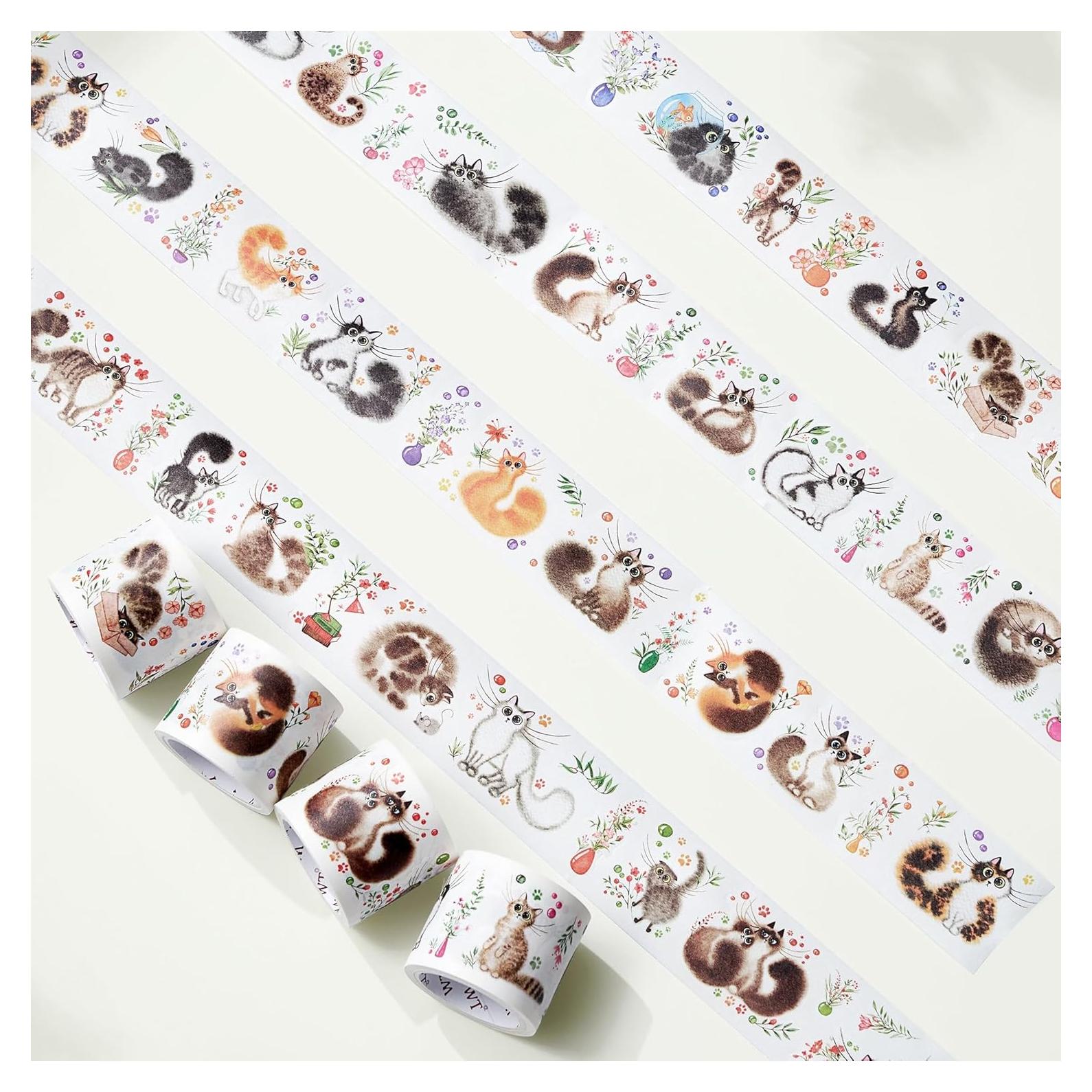 Conjunto de Stickers Washi WT Cat Mood - 4 Rollos, 5m cada uno