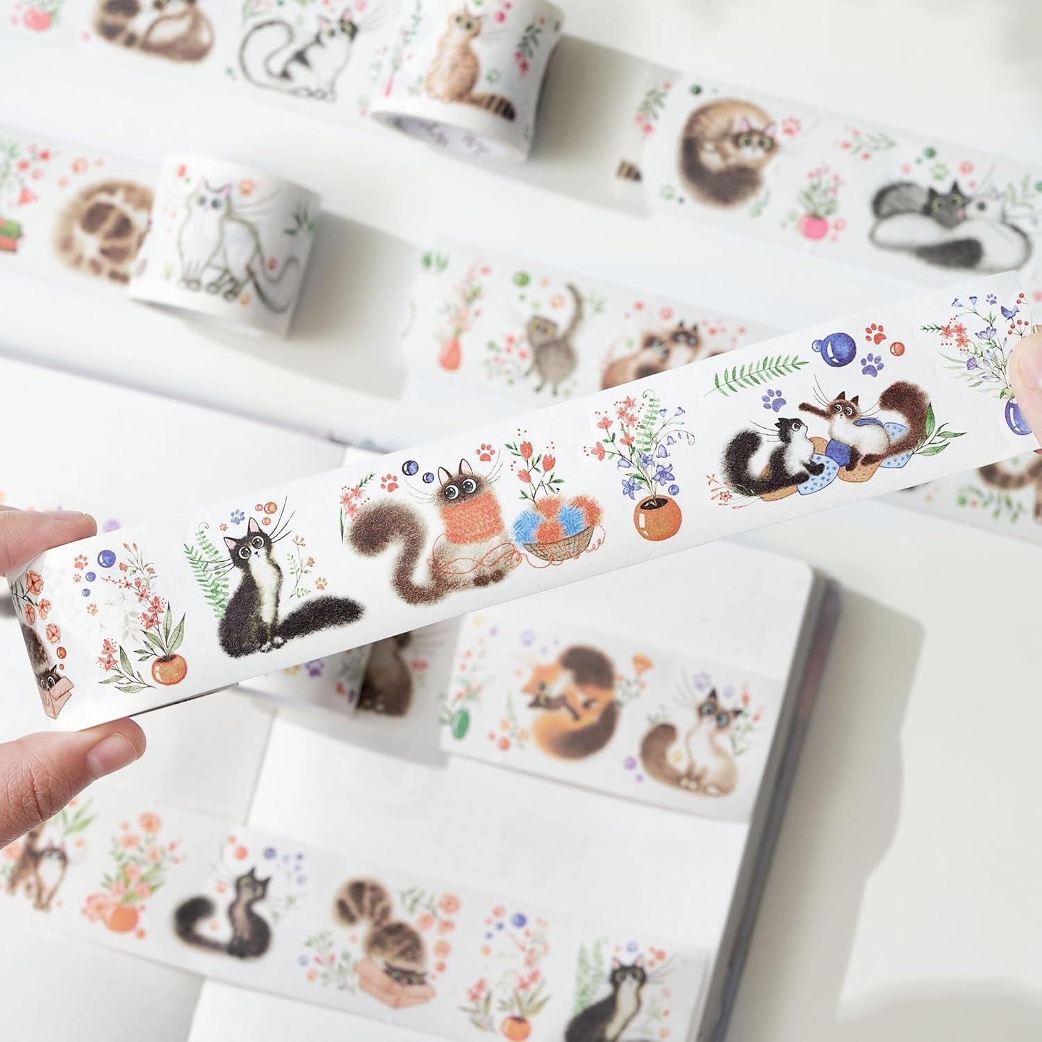 Conjunto de Stickers Washi WT Cat Mood - 4 Rollos, 5m cada uno
