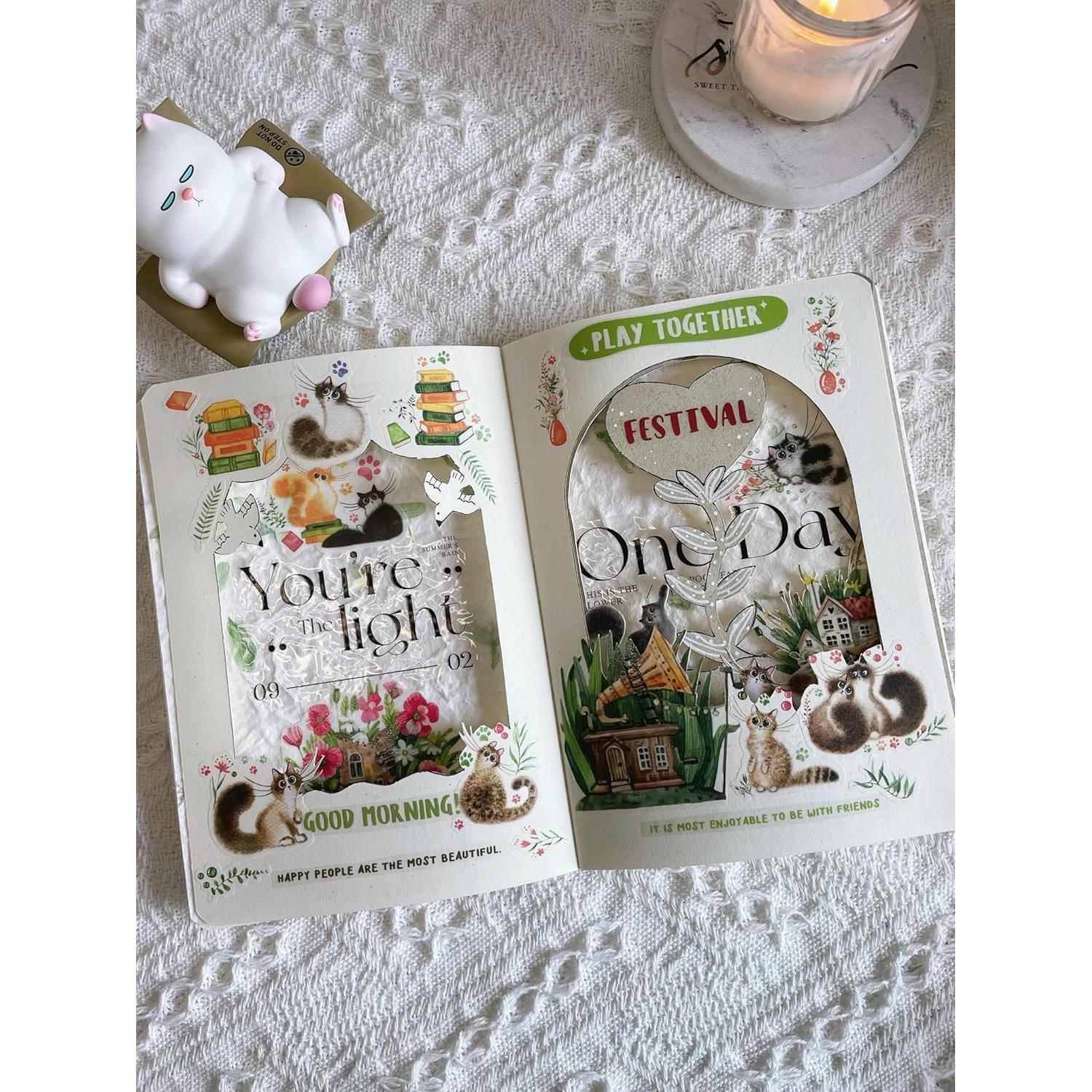 Conjunto de Stickers Washi WT Cat Mood - 4 Rollos, 5m cada uno